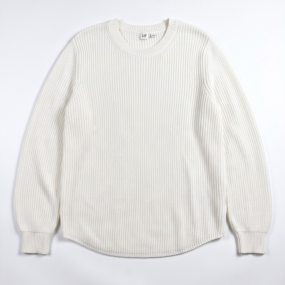 GAP Womens XL Cream Shaker Stitch Cotton Crewneck Sweater Boho Casual Cozy